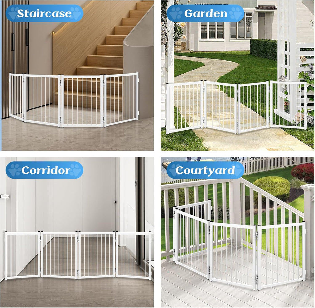 Freestanding Short Dog Gate, 16" Tall Small Pet Gate Easily Step Over