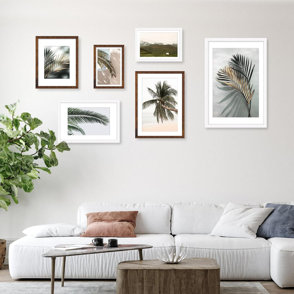 24x36 Picture Frame Set of 5, Rustic Brown Poster Frame, Display Pictures 20 x 30 with Mat or 24 x 36 Without Mat for