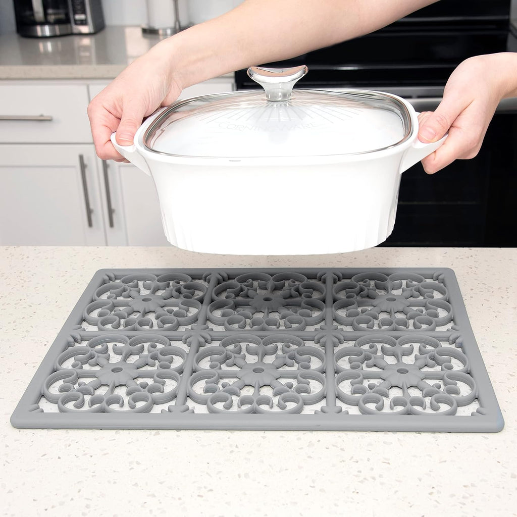Extra Large, Thick, Silicone Trivet for Hot Dishes, Pots, and Pans, Heat Resistant Mat for Countertop, Hot Pad, Easy