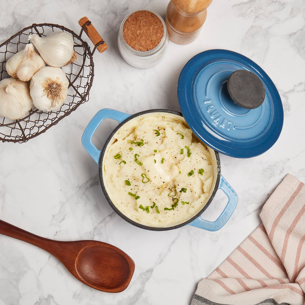 & Clark 1-Quart Enameled Cast Iron Dutch Oven Pot with Lid, Blue