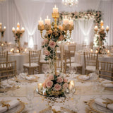 Gold Floor Candelabra, 40'' Tall Floor Candle Holders, 2 Pcs Metal 5 Arm Candelabra Centerpiece Decorations for 5