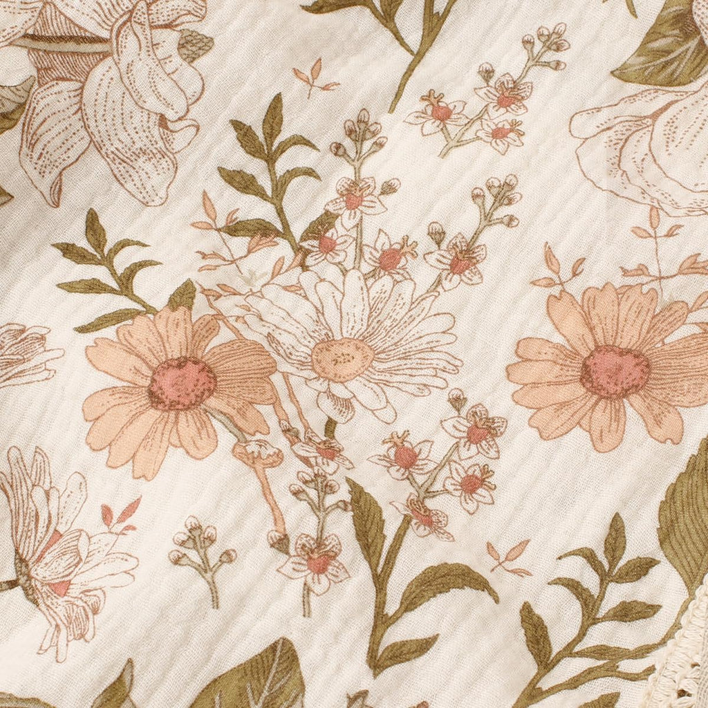 Jump 2 Layers Muslin Cotton Baby Blankets - Vintage Floral Toddler Quilt Crib Blanket - Gender Neutral Crib Blanket