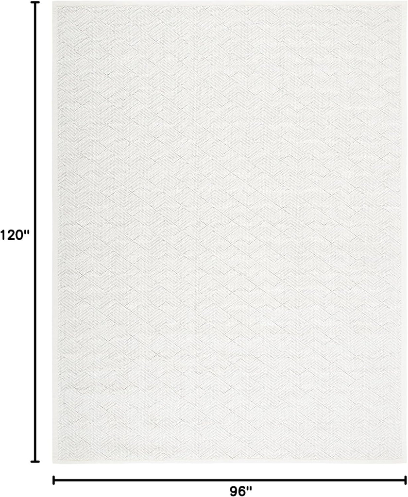 Area Rug 8x10 - Natural Fiber Collection - Large - Ivory, Handmade Wool & Jute, Ideal , Dining Space (NF487A)