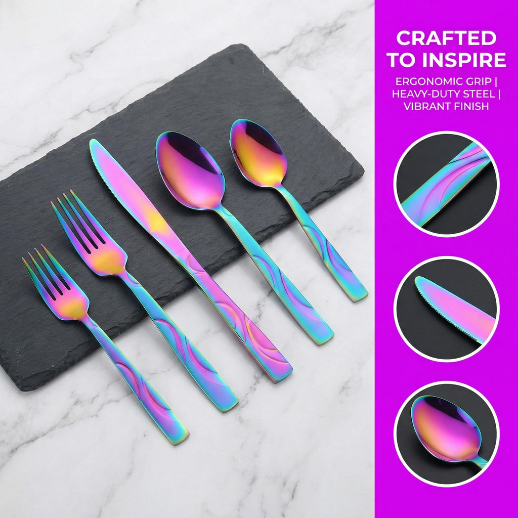 40-Piece Rainbow Flatware Set for 8