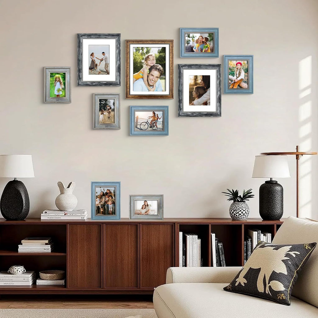 Picture Frames Collage Wall Decor 10-Pack, Gallery Wall Frame Set with 11x14 8x10 5x7 4x6 Frames in 4 Different