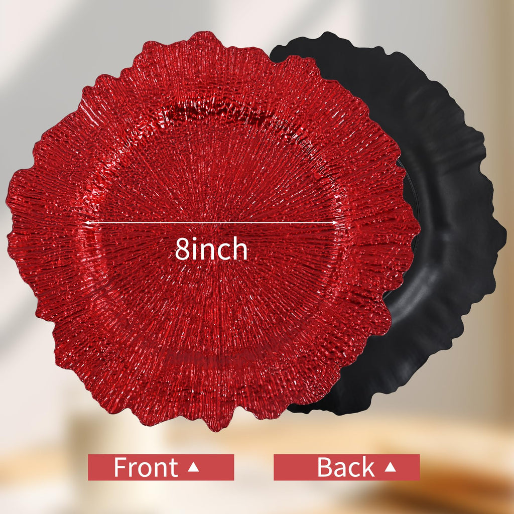 50 Pcs Red Charger Plates Bulk, 13" Reef Plate Chargers