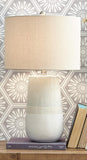 Signature Design by Ashley Shavon Contemporary 27" Textured Neutral Glaze Table Lamp, Beige & White