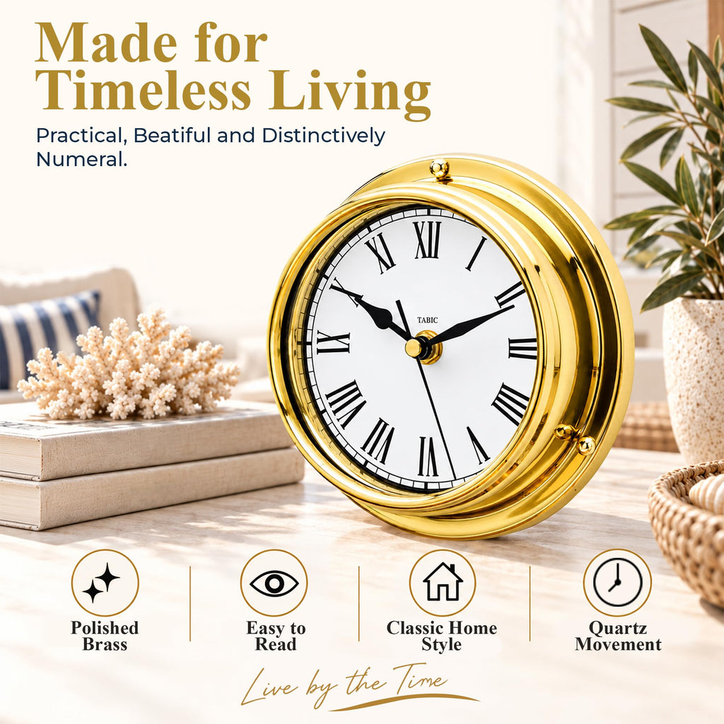 Classic Brass Roman Wall Clock, Heavy Lacquered Brass (1/2kg), Qaulity Timepiece for Any Home Decor, Great Gift