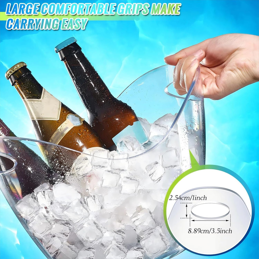 Plastic Clear Ice Bucket with Scoops Clear Acrylic Ice Tub Plastic Wine Bucket Party Beverage Chiller Bin - Set of 24