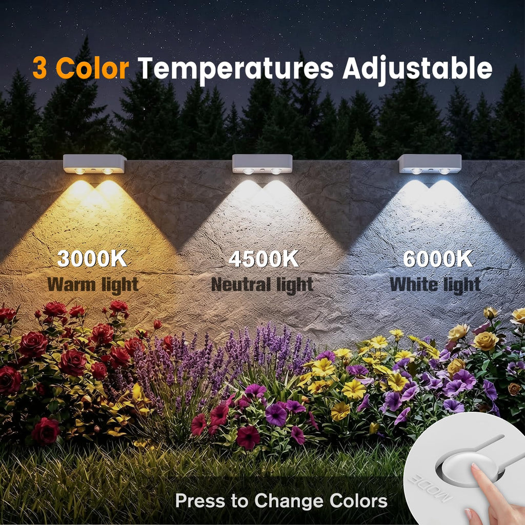 Solar Deck Lights Outdoor 16 Pack, Bright Solar Fence Lights with Lens, 3 Color Modes IP65 Waterproof Large Size Step