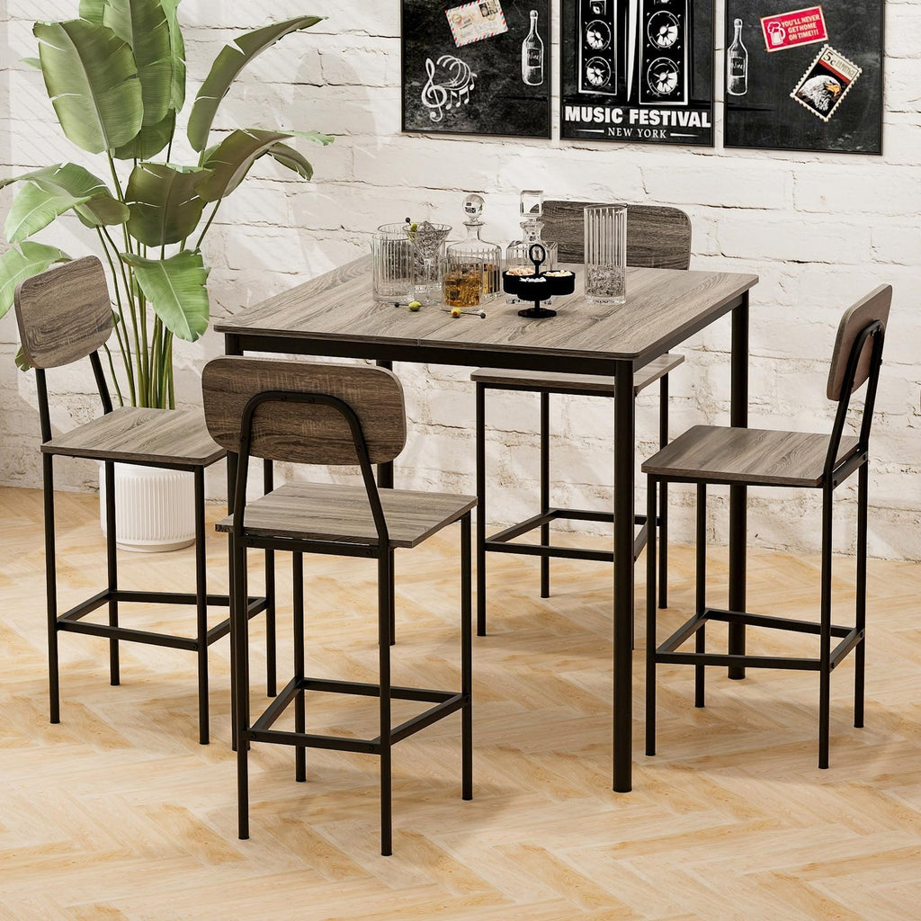 Counter Height Dining Table Set, Bar Table and Chairs, Pub Table and Chairs Set of 4, Space-Saving Dinette Set for