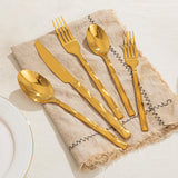 Gold Silverware Set, Luxury 20-Piece Flatware Set for 4, 18/10 Stainless Steel Cutlery Set with Diamond Cut Pattern