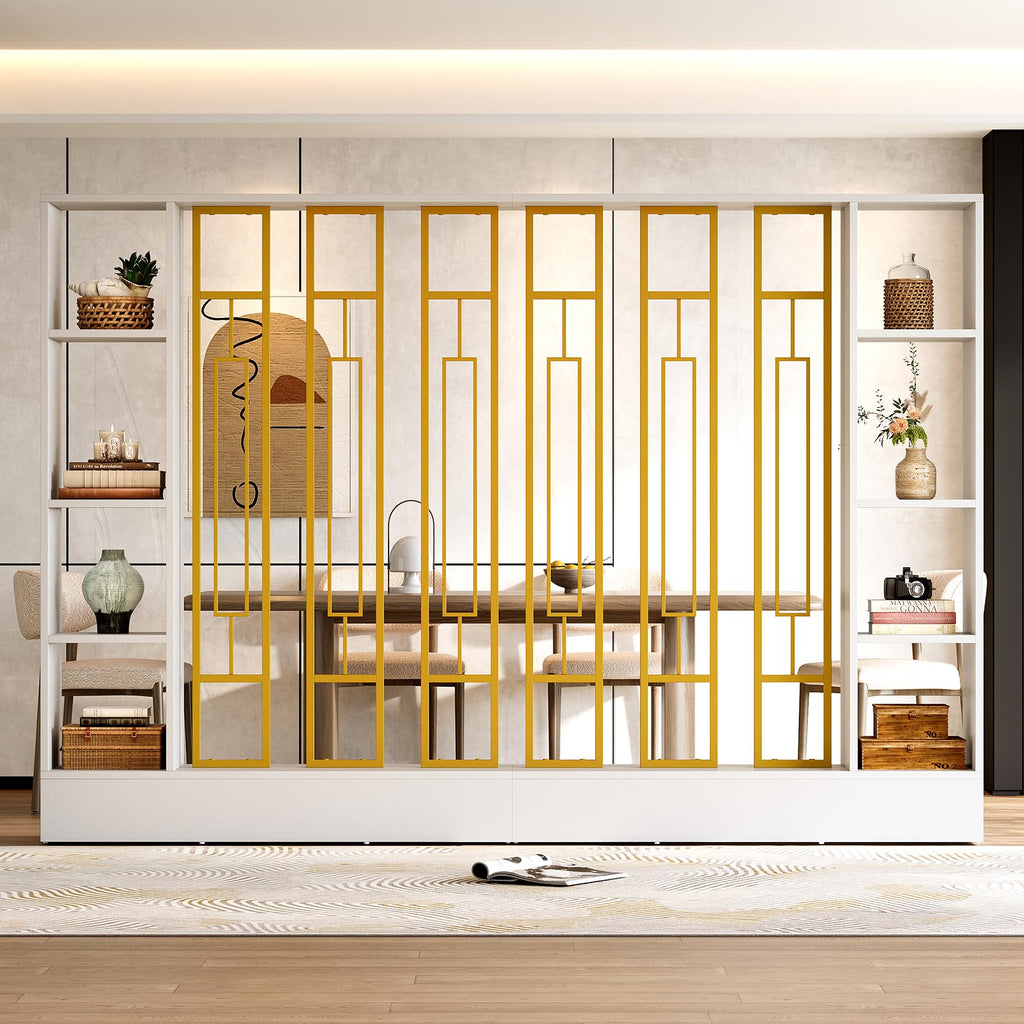 Room Divider with Shelves, 71" Freestanding Storage Room Divider