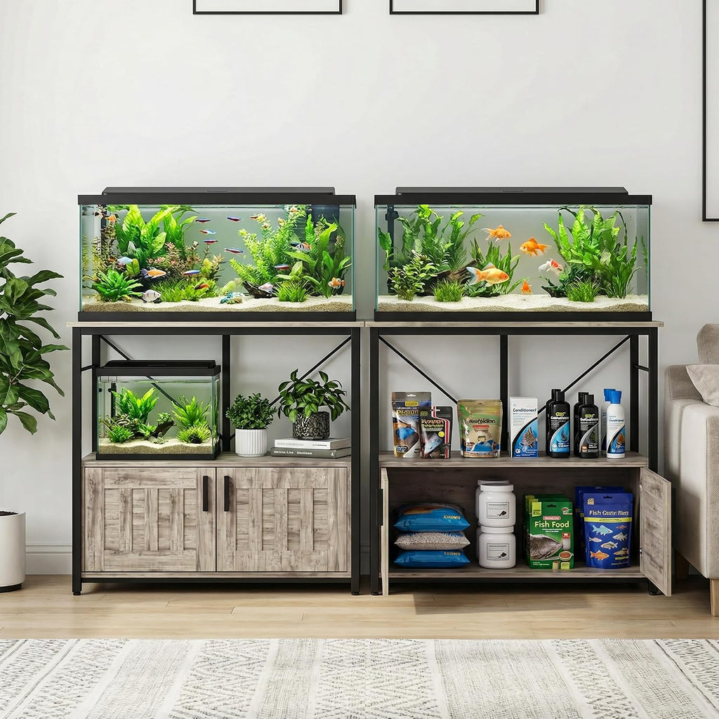 40-50 Gallon Fish Tank Stand with Power Outlets, 660 lb, Grey