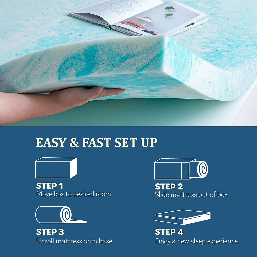 EGO 3 Inch Queen Mattress Topper Gel Memory Foam for Pressure Relief | Cooling Gel Infused, Ventilated Design Bed