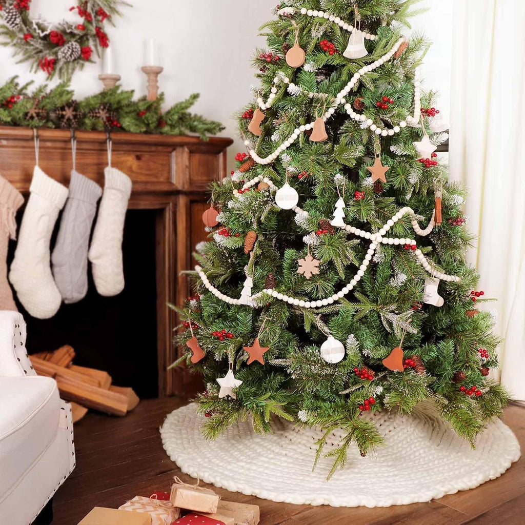 48 inch Christmas Tree Skirt: Chunky Knit Tree Skirt for 7.5ft Tree, Crochet Cream White Tree Skirt, Vintage Tree