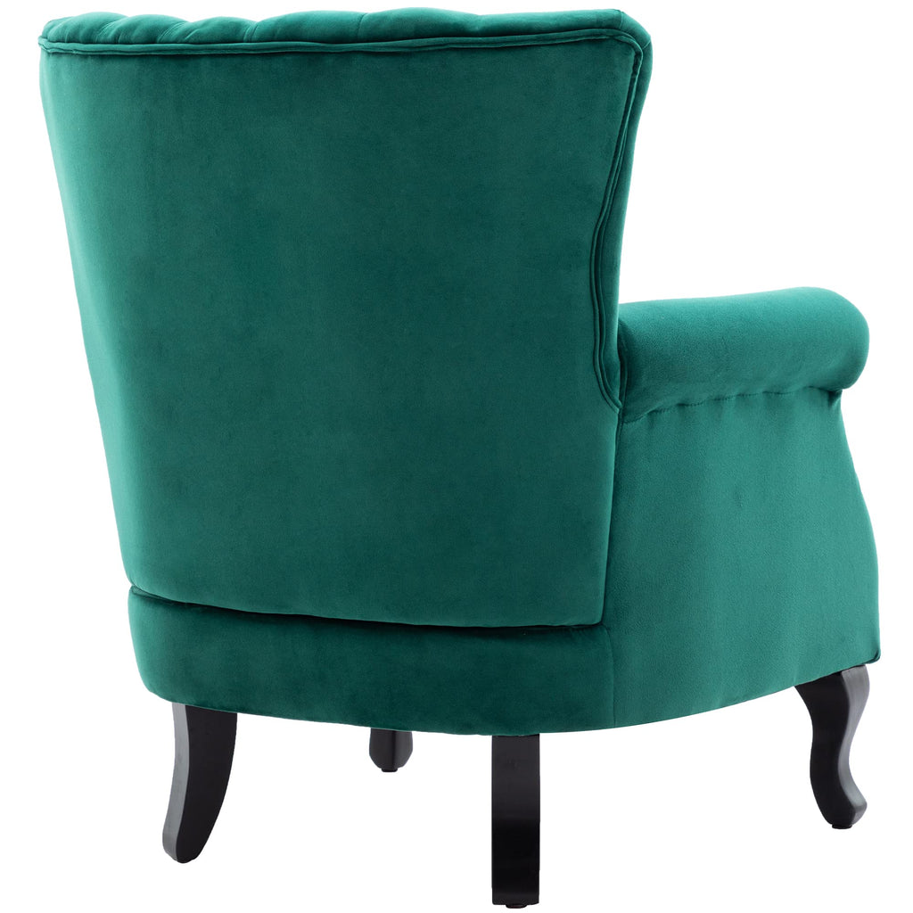 Mid Century Accent Chair Modern Tufted Wingback Armchairs Club Chair Velvet Fabric Single Sofa Lounge Chair with