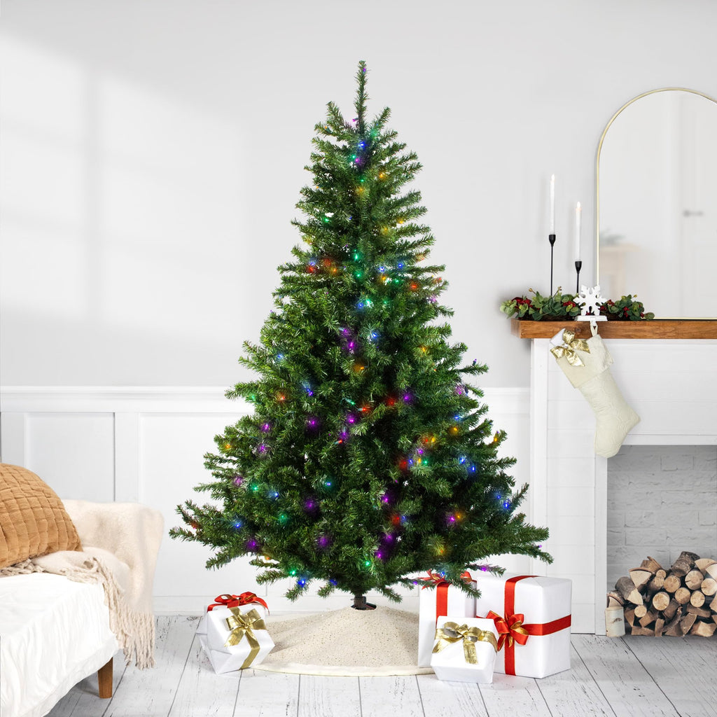 Pre-Lit LED Canadian Pine Artificial Christmas Tree - 6' - Multi Lights