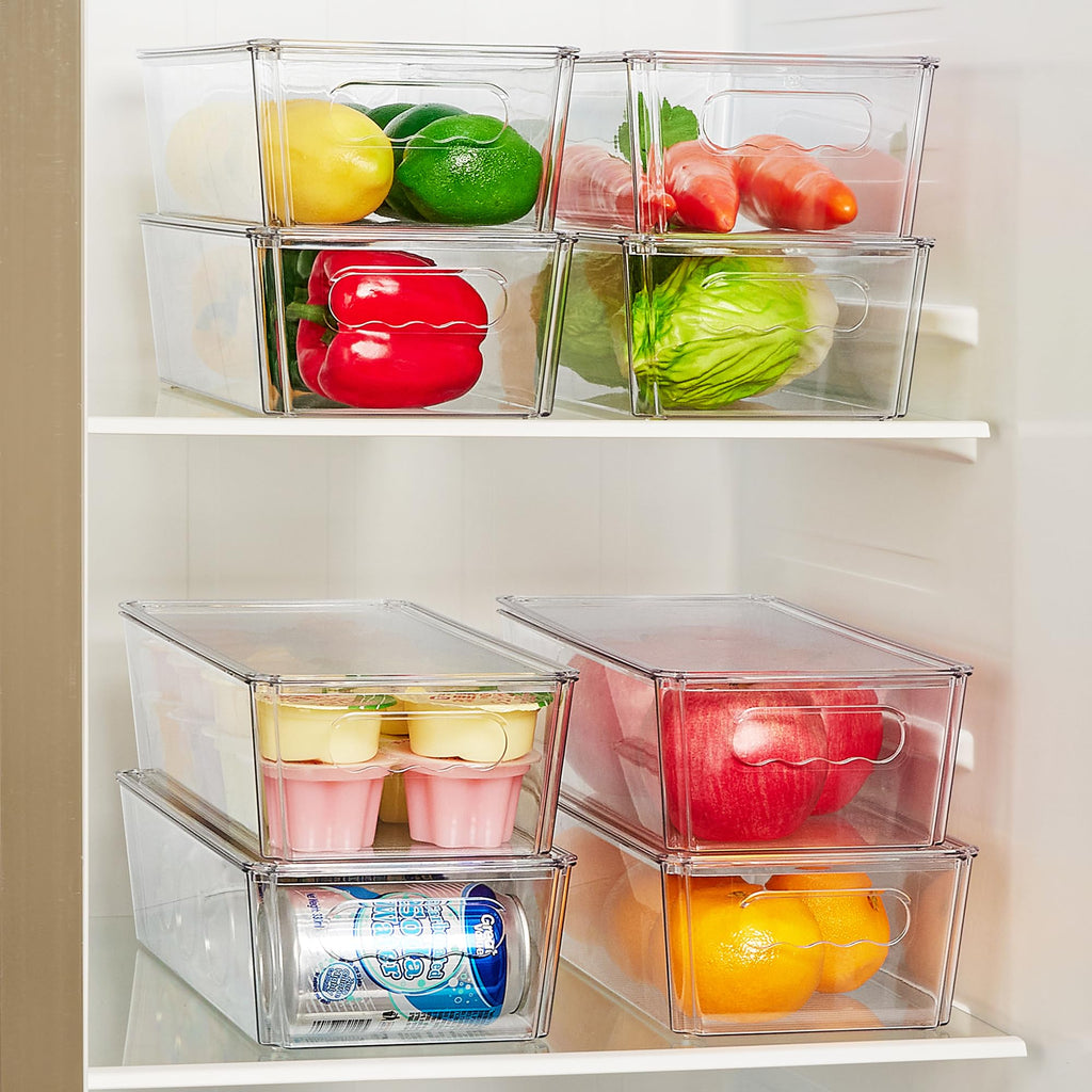 8pcs Clear Stackable Storage Bins with Lids