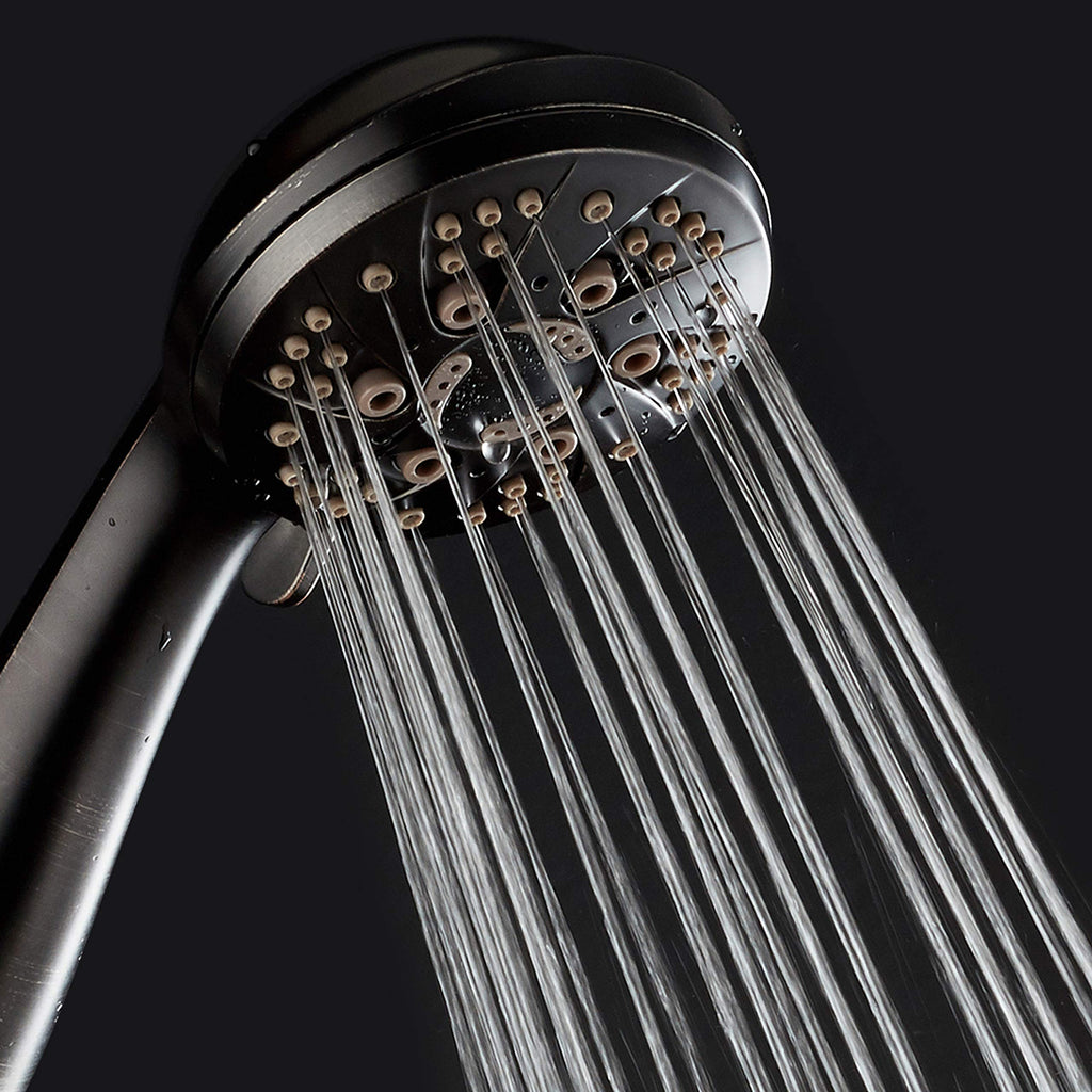 High Pressure 6-Setting Hand Held Shower Head with Extra-Long 6 Foot Hose & Bracket - Anti-Clog Nozzles - USA