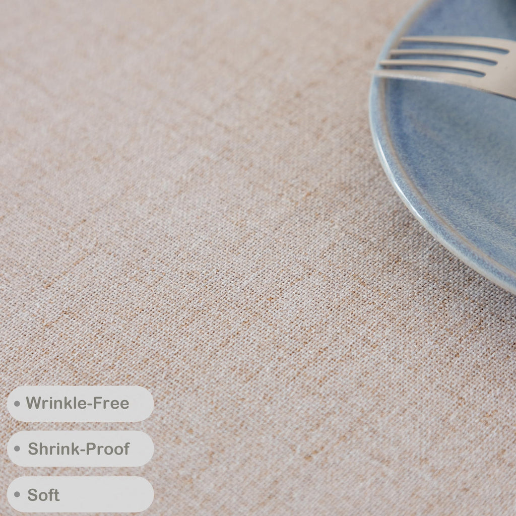 Linen Square Farmhouse Tablecloth 52 x 52 Inch Beige