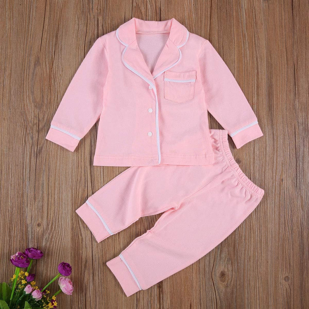 Toddler Baby Button-Down Pajamas Set for Boys Girls Pjs Outfits