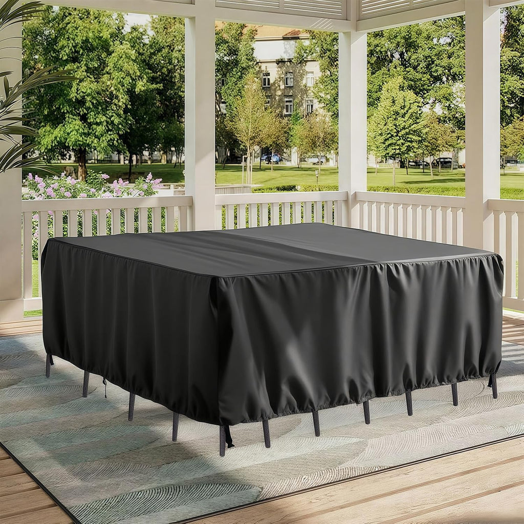 Outdoor Furniture Covers, Custom Size 108"(L) x 82"(W) x 28"(H) Rectangular Patio Table and Chair Waterproof Covers