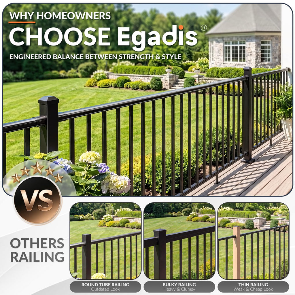 4 Pack 42 in x 6 ft Aluminum Porch and Deck Railing Kit Without Post