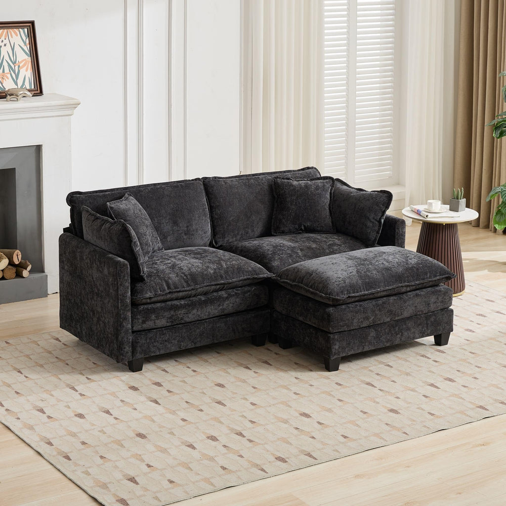Cloud Sofa Ottoman only, Modern Sectional Couch, Bedroom and Apartment, Comfy Double Layer Upholstered Seat Cushion