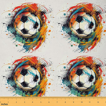 Football for 10 Yard Bed Soccer Upholstery Fabric for Chairs for Sport Game Fabric Colorful Graffiti Watercolor