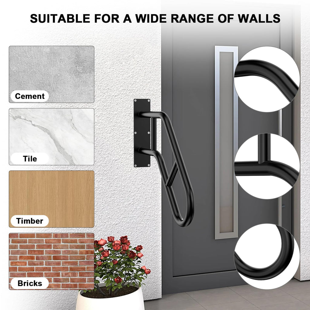 Handrails for Outdoor Steps, 22.8" Stair Railing Indoor1-3 Step, U-Shaped Safety Handrails for Kids, Elderly