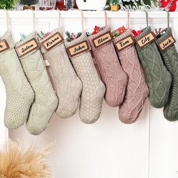 8 Pack Neutral Christmas Stockings Bulk, Pink, Farmhouse