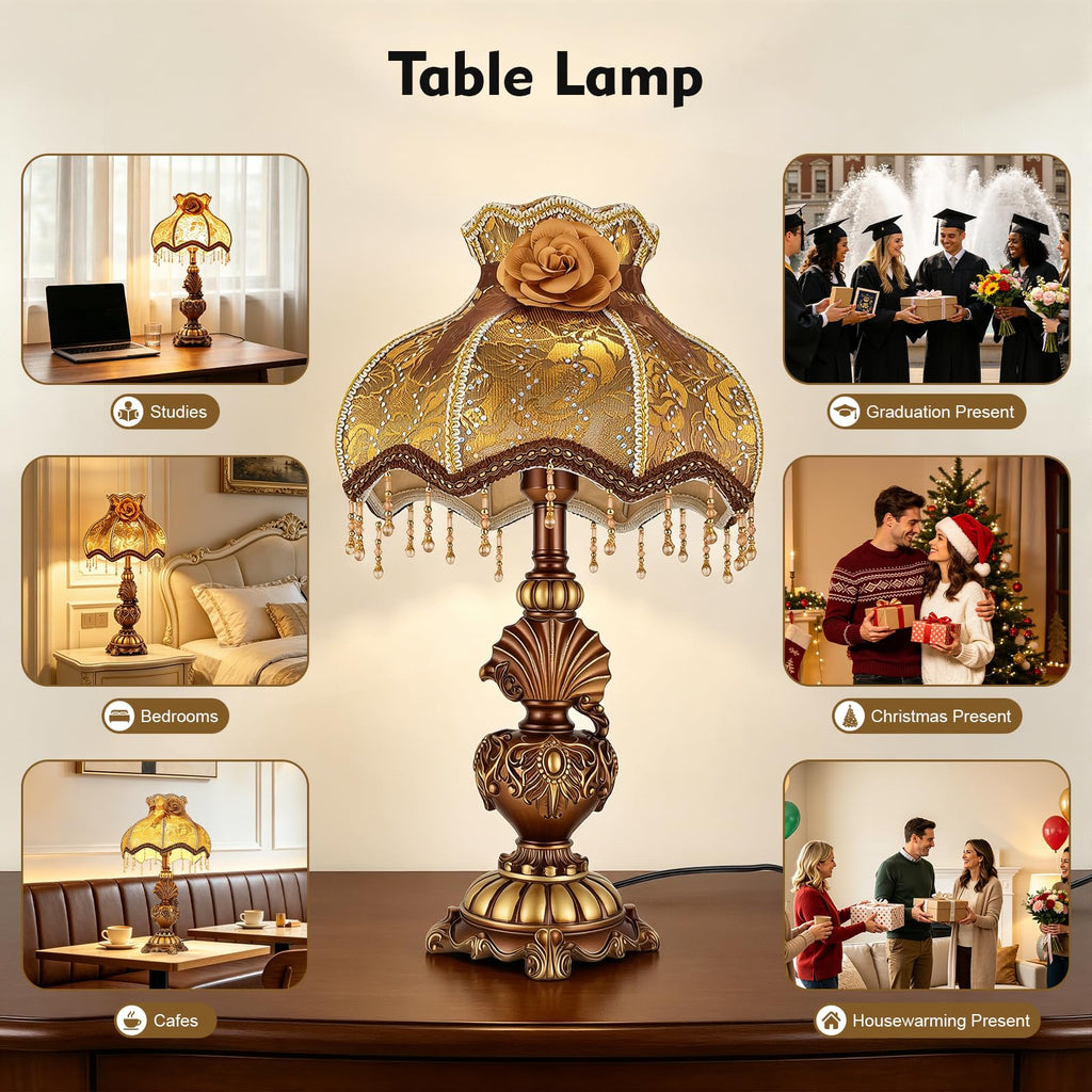 Table Lamp European Style Desk Bedside Reading Light Deco Bedroom Bedside Nightstand Reading Desk Light for Living