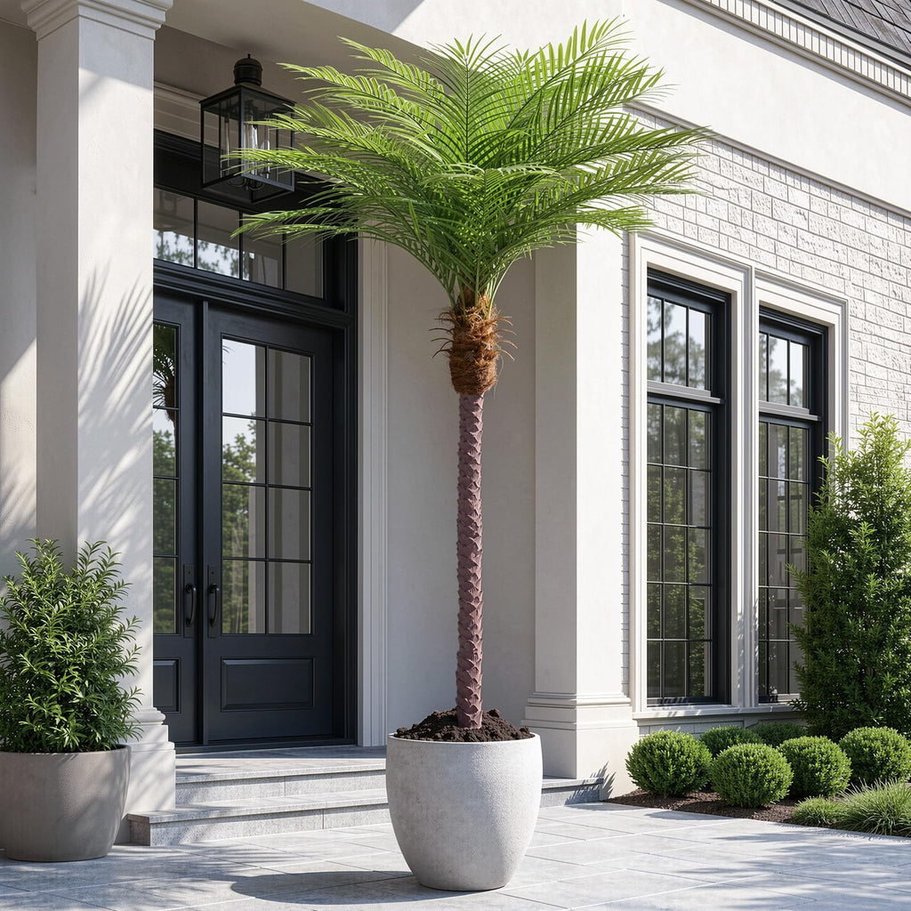 10ft Artificial Phoenix Palm Tree Tall Artificial Palm Trees with 27 Adjustable Leaves, Faux Phoenix Palm Plants for