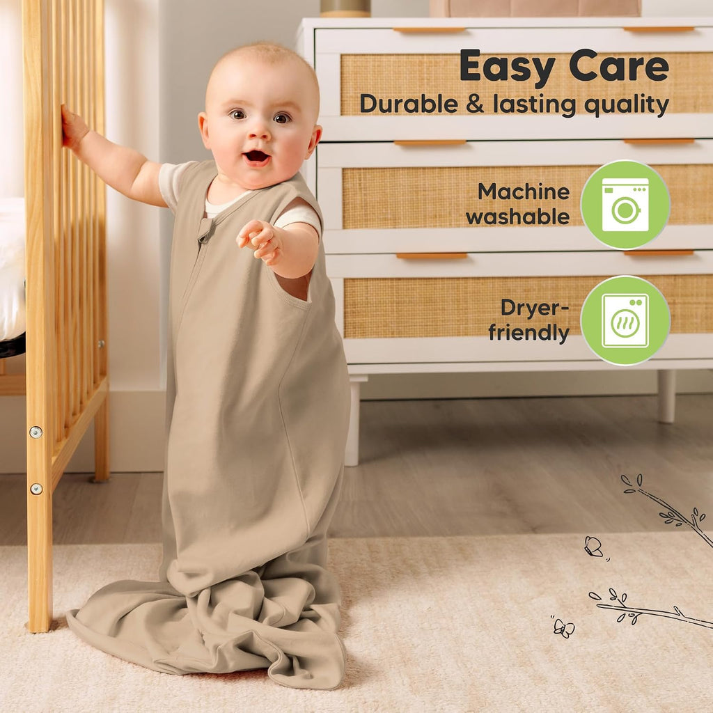 Pack Baby Sleep Sacks, Zipper Wearable Blanket,100% Cotton (Ecru, L)
