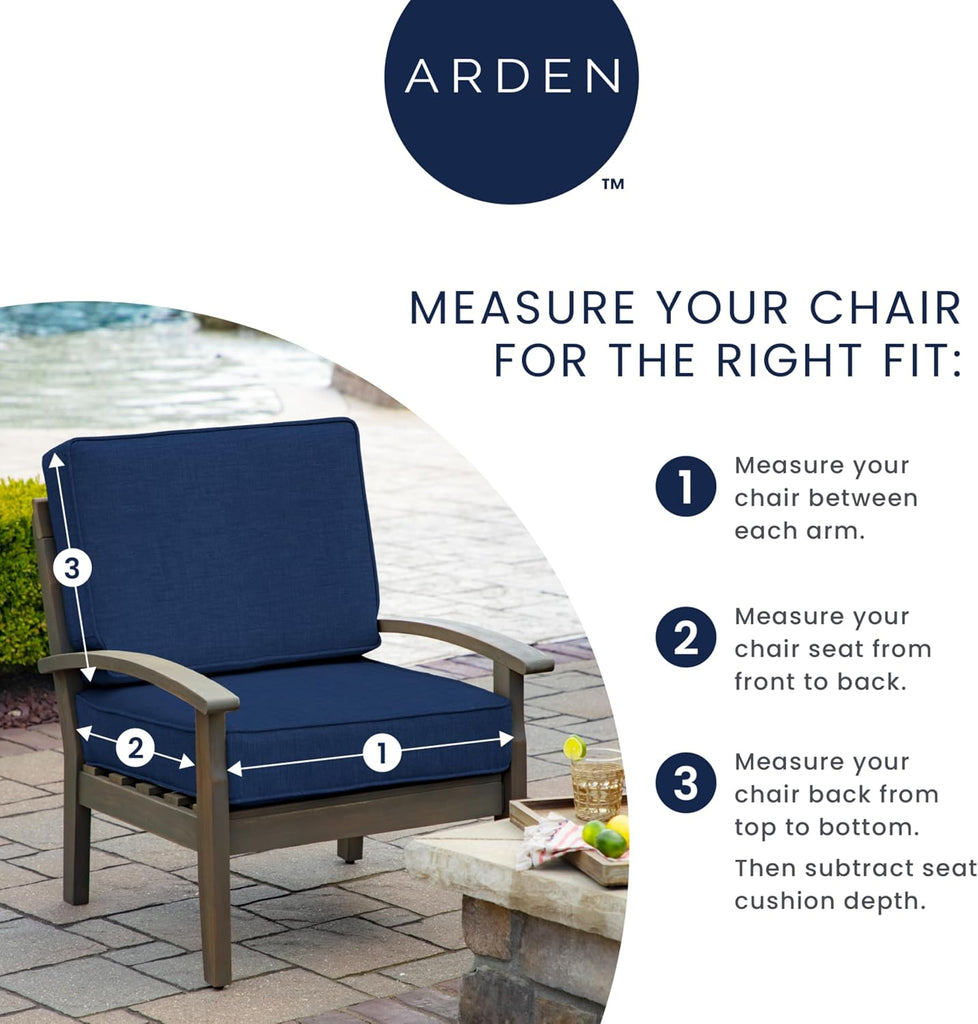 Outdoor Deep Seat Cushion Set, Foam, 22x24, Black Damask | Sofa, Couch, Conversation Set, Premium High-Density Foam
