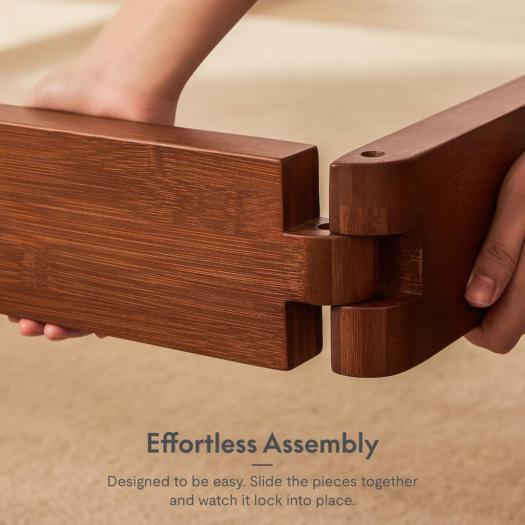 Hako G4 Bamboo Bed Frame with Japanese Joinery, Queen Bed Frame with Storage Headboard, Charging Station, SGS