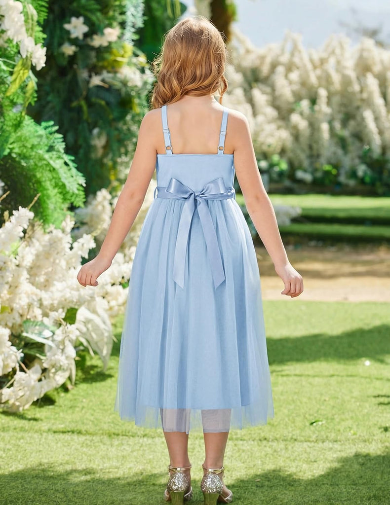 Flower Girl Dress Spaghetti Strap Tulle Long Formal Party Dresses