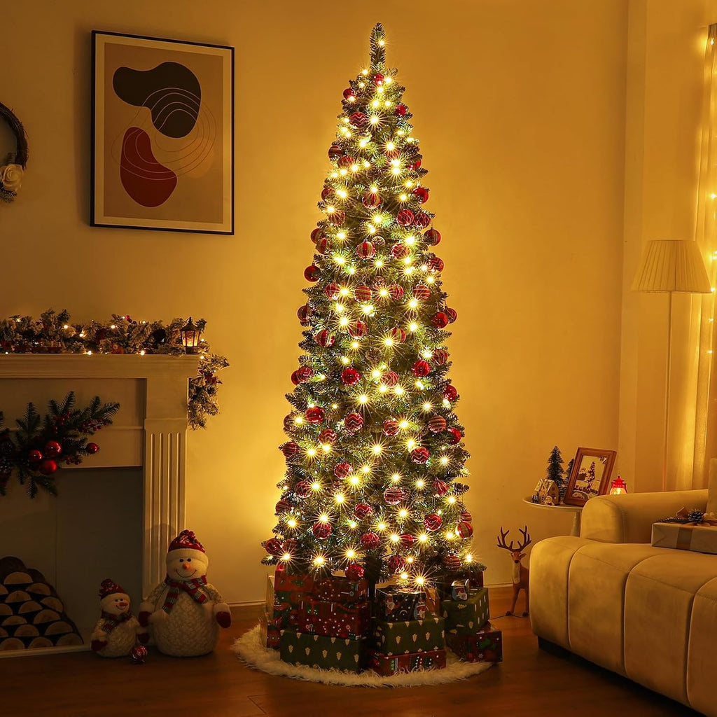 Pre-Lit Pencil Christmas Tree: 210 Warm White Light