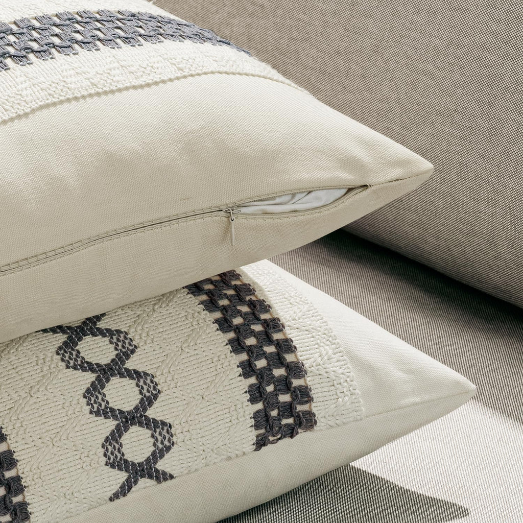Set of 2 Gray Boho Decorative Pillow Covers 18x18 Inch