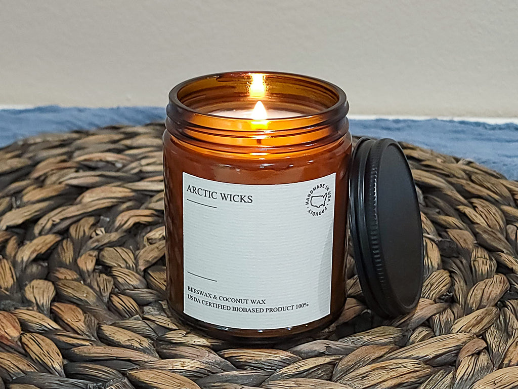 Apple Macintosh Scented Candle | 9oz Amber Jar | Non-Toxic Coconut & Beeswax Candles | Hand-Poured Clean Burning