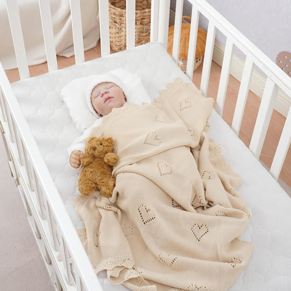 Blanket Cotton Crochet Newborn Neutral Nursery Swaddling Blankets Knit
