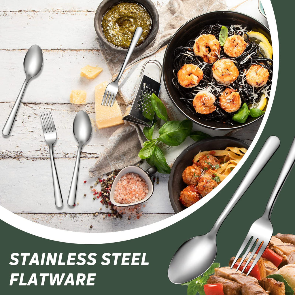 100 Pcs Bulk Forks and Spoons Stainless Steel Flatware Set