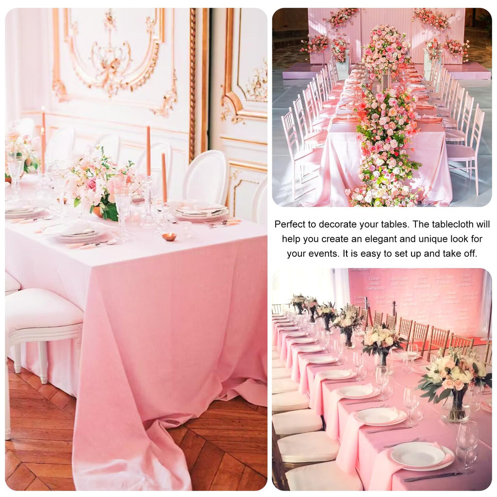 4 Pack Rectangle Tablecloth 60x102 Inch Pink Washable Polyester Table Cover for Wedding Dining Table Buffet Parties