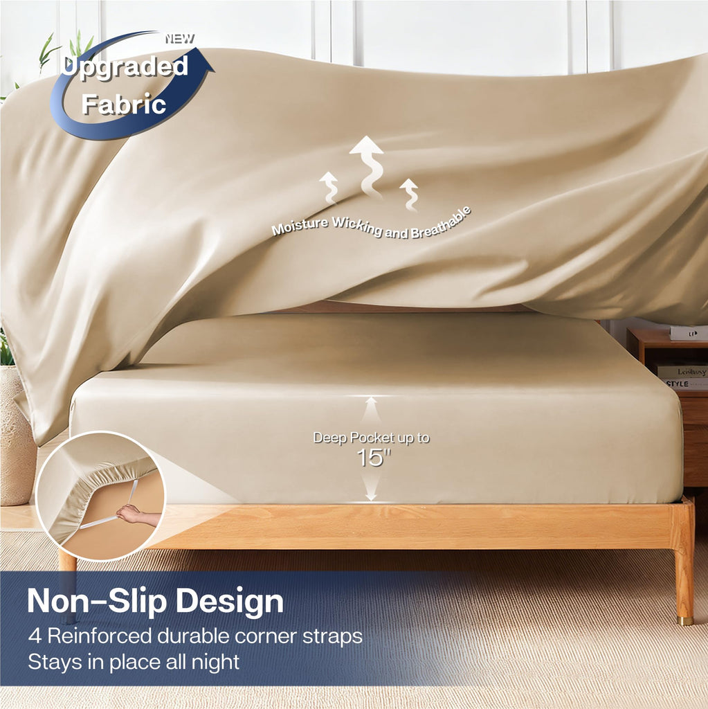 Sheets 3 Pieces, Rayon Derived from Bamboo Blend, Beige