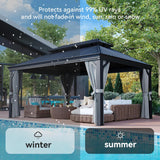 12' X 16' Permanent Hardtop Gazebo Aluminum Gazebo with Galvanized Steel Double Roof for Patio Lawn and Garden