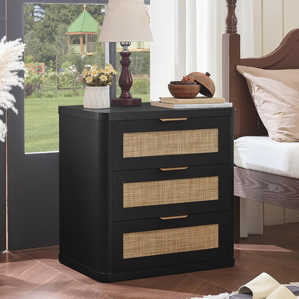 Rattan 23" Nightstands Set of 2 with Drawers