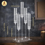 4 Set 5 Arms Acrylic Candelabras Centerpieces with 20 Pcs LED Candles Clear Candle Holder Crystal Taper Candlestick