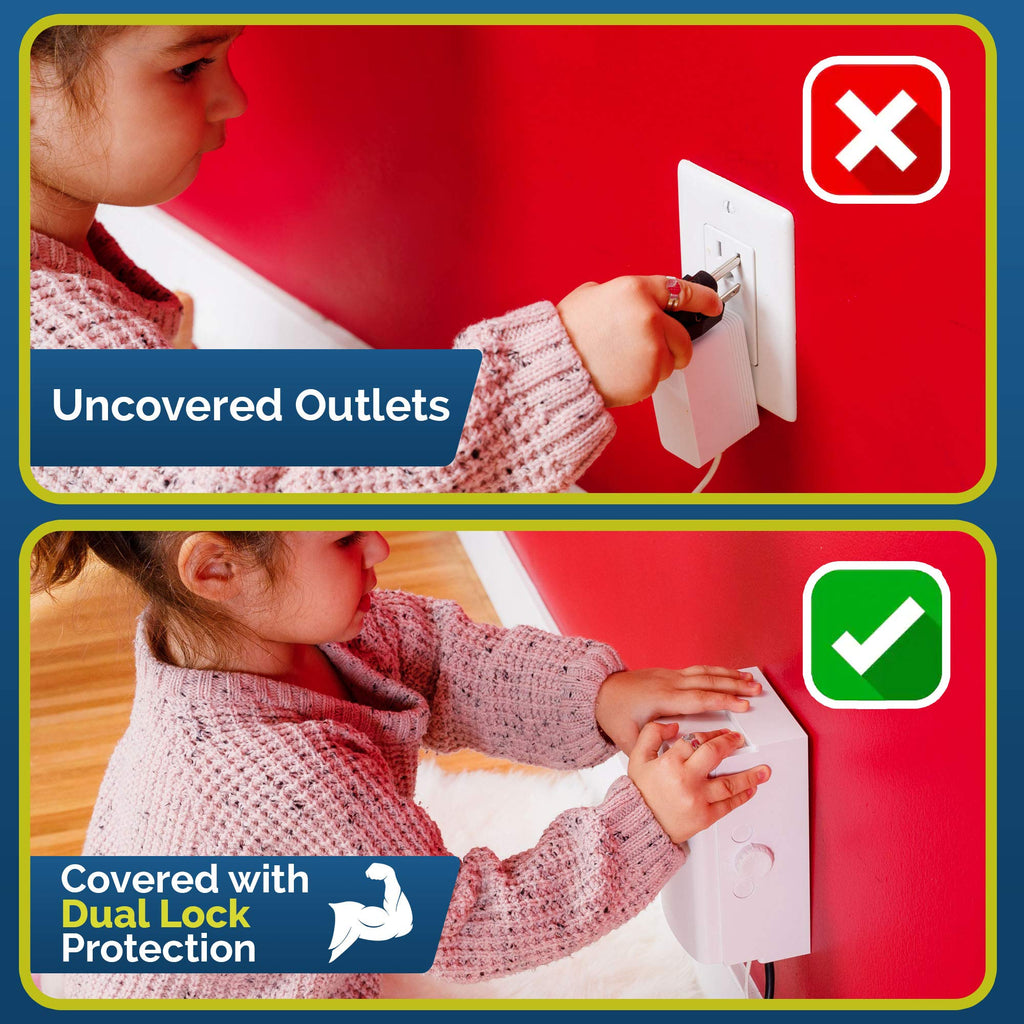 Outlet Cover BOX Baby Proofing (2 Pack) Patented Dual-Lock for Much Better Toddler Proofing, Easier Operation, Simple