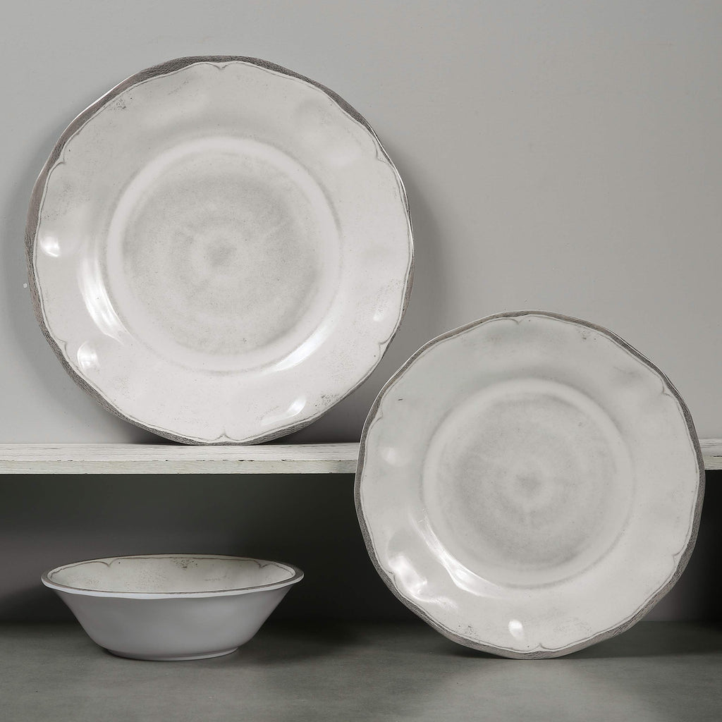Melamine Dishes Dinnerware Sets - 12pcs Melamine Plate and Bowl Set White